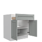 Lunar Grey Shaker 36" Base Cabinet - Double Doors - White Melamine Box - RTA thumbnail