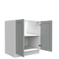 Lunar Grey Shaker 30" Base Cabinet - Full Height Door - Double Doors - White Melamine Box - RTA thumbnail