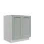Lunar Grey Shaker 30" Base Cabinet - Full Height Door - Double Doors - White Melamine Box - RTA thumbnail