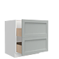 Lunar Grey Shaker 30" Two Drawer Base Cabinet - White Melamine Box - RTA thumbnail