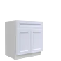 Lunar White Shaker 33" Base Cabinet - Double Doors - White Melamine Box - RTA thumbnail