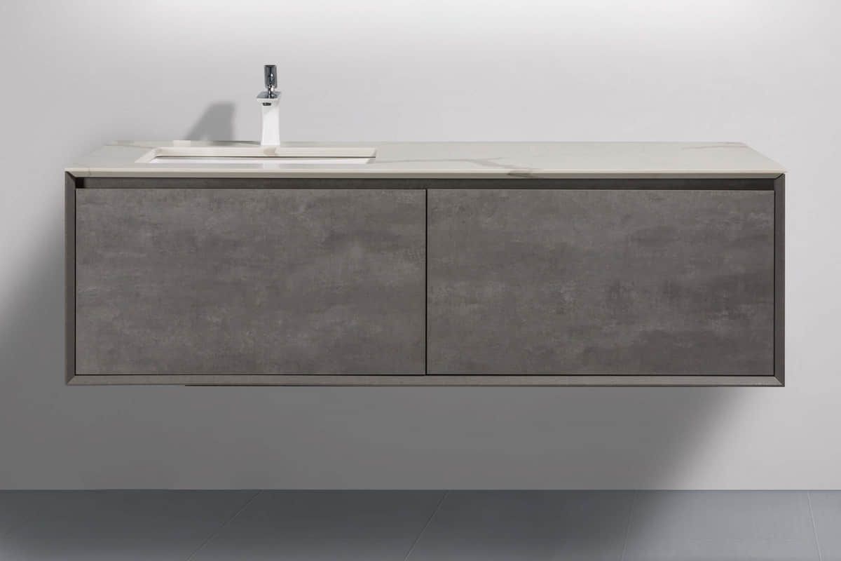 Freda 60 Cg In Vanity In Cement Grey With Acrylic Vanity Top In White With White Basin