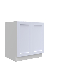 Lunar White Shaker 36" Base Cabinet - Full Height Door - Double Doors - RTA