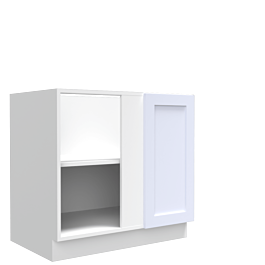 Lunar White Shaker 36" Blind Corner Base Cabinet - Full Height Door - RTA