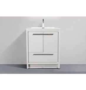 Allier 30 in. Vanity in High Gloss White with Acrylic Vanity Top in High Gloss White with High Gloss White Basin