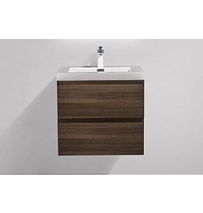 Angela 24 in. Vanity in Grey Oak with Acrylic Vanity Top in High Gloss White with High Gloss White Basin