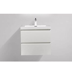 Angela 24 in. Vanity in High Gloss White with Acrylic Vanity Top in High Gloss White with High Gloss White Basin