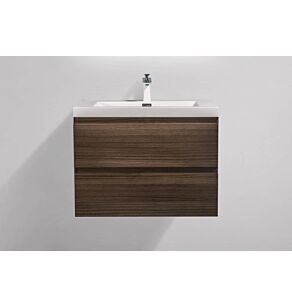 Angela 30 in. Vanity in Grey Oak with Acrylic Vanity Top in High Gloss White with High Gloss White Basin