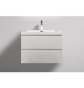 Angela 30 in. Vanity in High Gloss White with Acrylic Vanity Top in High Gloss White with High Gloss White Basin