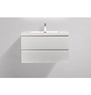 Angela 36 in. Vanity in High Gloss White with Acrylic Vanity Top in High Gloss White with High Gloss White Basin