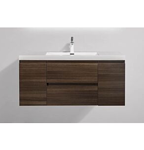 Angela 48 in. Vanity in Grey Oak with Acrylic Vanity Top in High Gloss White with High Gloss White Basin