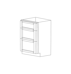 Aspen White Shaker 12x24 Drawer Base Cabinet - 3 Drawers - RTA