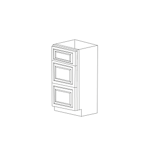 Orlando Ginger Square 12" Drawer Base Cabinet - 3 Drawers - Assembled