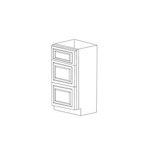 Malibu Dove White 15" Three Drawer Base Cabinet - RTA