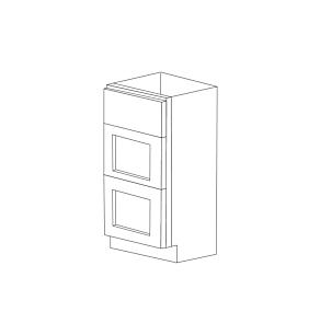 Malibu White Shaker 15" Three Drawer Base Cabinet - Assembled