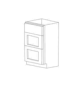 Malibu White Shaker 18" Three Drawer Base Cabinet - Assembled