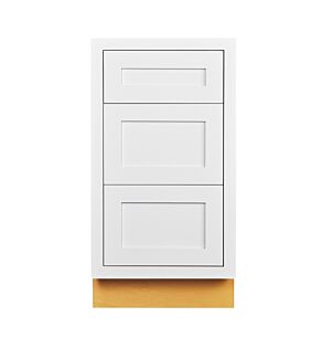 Snow White Inset Shaker 21" Three Drawer Base Cabinet - Assembled