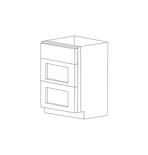 Malibu Grey Shaker 24" Three Drawer Base Cabinet - Assembled