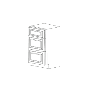 Malibu Dove White 30" Three Drawer Base Cabinet - RTA