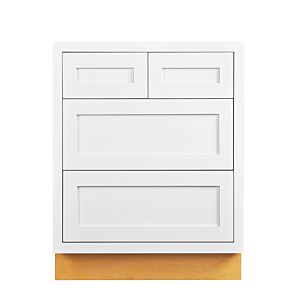 Snow White Inset Shaker 33" Four Drawer Base Cabinet - Assembled