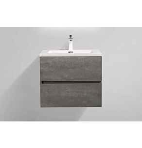 Edi White 24 in. Vanity in Cement Grey with Acrylic Vanity Top in Matte White with Matte White Basin