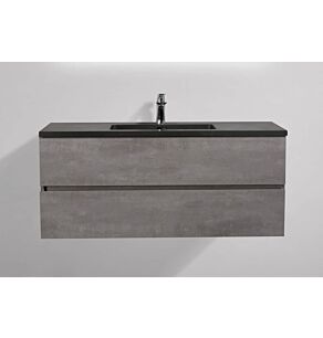 Edi Black 48 in. Vanity in Cement Grey with Acrylic Vanity Top in Matte Black with Matte Black Basin