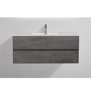 Edi White 48 in. Vanity in Cement Grey with Acrylic Vanity Top in Matte White with Matte White Basin