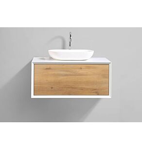 Fiona 36 in. Vanity in White Oak with Solid Surface Vanity Top in White with White Basin