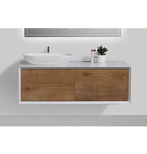 Fiona 48 in. Vanity in White Oak with Solid Surface Vanity Top in White with White Basin