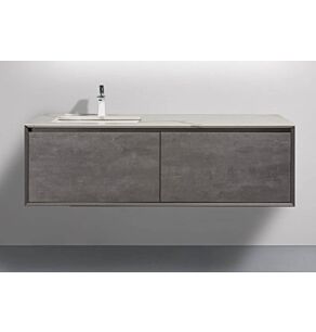 Freda 60-CG in. Vanity in Cement Grey with Acrylic Vanity Top in White with White Basin