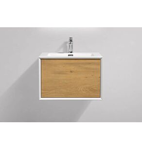 Furla 24 in. Vanity in White Oak with Solid Surface Vanity Top in White with White Basin