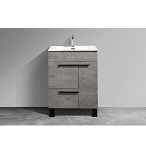 Gill 24 in. Vanity in Cement Grey with Acrylic Vanity Top in White with White Basin