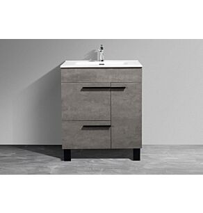 Gill 28 in. Vanity in Cement Grey with Acrylic Vanity Top in White with White Basin