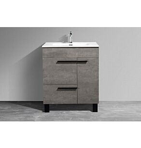 Gill 32 in. Vanity in Cement Grey with Acrylic Vanity Top in White with White Basin