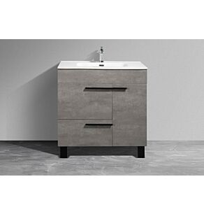 Gill 36 in. Vanity in Cement Grey with Acrylic Vanity Top in White with White Basin