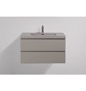 Onni White 36 in. Vanity in Light Grey with Acrylic Vanity Top in White with White Basin