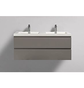 Onni White 48 in. Vanity in Light Grey with Acrylic Vanity Top in White with Two White Basins