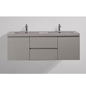 Onni Grey 60 in. Vanity in Light Grey with Acrylic Vanity Top in Grey with Two Grey Basins