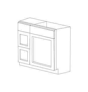 Malibu White Shaker 30" Vanity Cabinet with Drawers on Left - RTA