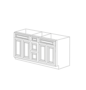 Malibu Dove White 60" Vanity Cabinet Double Sink Combination-3 - RTA