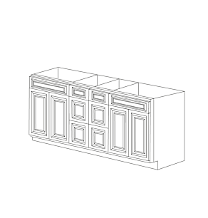 Malibu Dove White 72" Vanity Cabinet Double Sink Combination - Pre-Assembled