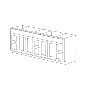 Malibu White Shaker 84" Vanity Cabinet Double Sink Combination - RTA