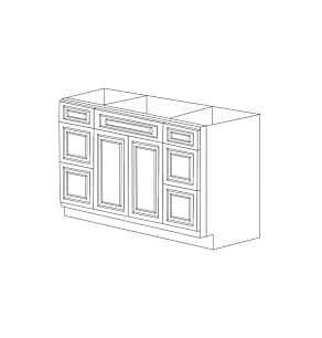 Traditional Cherry Arch 60" Sink Base Vanity With Two Side Drawers - Assembled