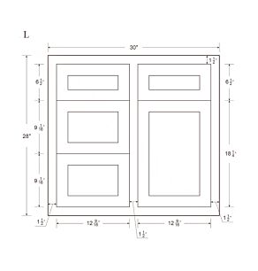 Snow White Inset Shaker 30" Vanity Cabinet with Drawers on Left - Assembled