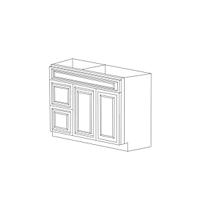 Traditional Cherry Arch 36" Sink Base Vanity With 3 Drawers On Left - Assembled