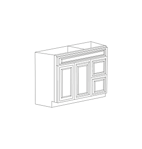 Traditional Cherry Arch 36" Sink Base Vanity With 3 Drawers On Right - Assembled