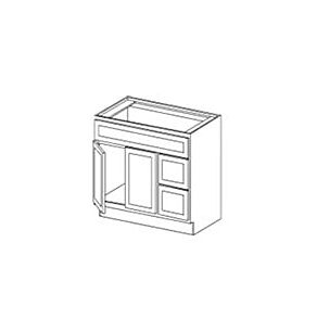 Irvine White Shaker 36" Vanity Cabinet with Drawers on Right - Assembled