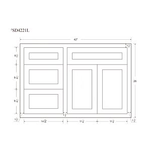 Snow White Inset Shaker 42" Vanity Cabinet with Drawers on Left -  Assembled