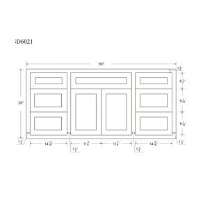 Snow White Inset Shaker 60" Vanity Cabinet - RTA