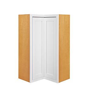 Snow White Inset Shaker 27x30 Bi-Fold Corner Wall Cabinet - RTA